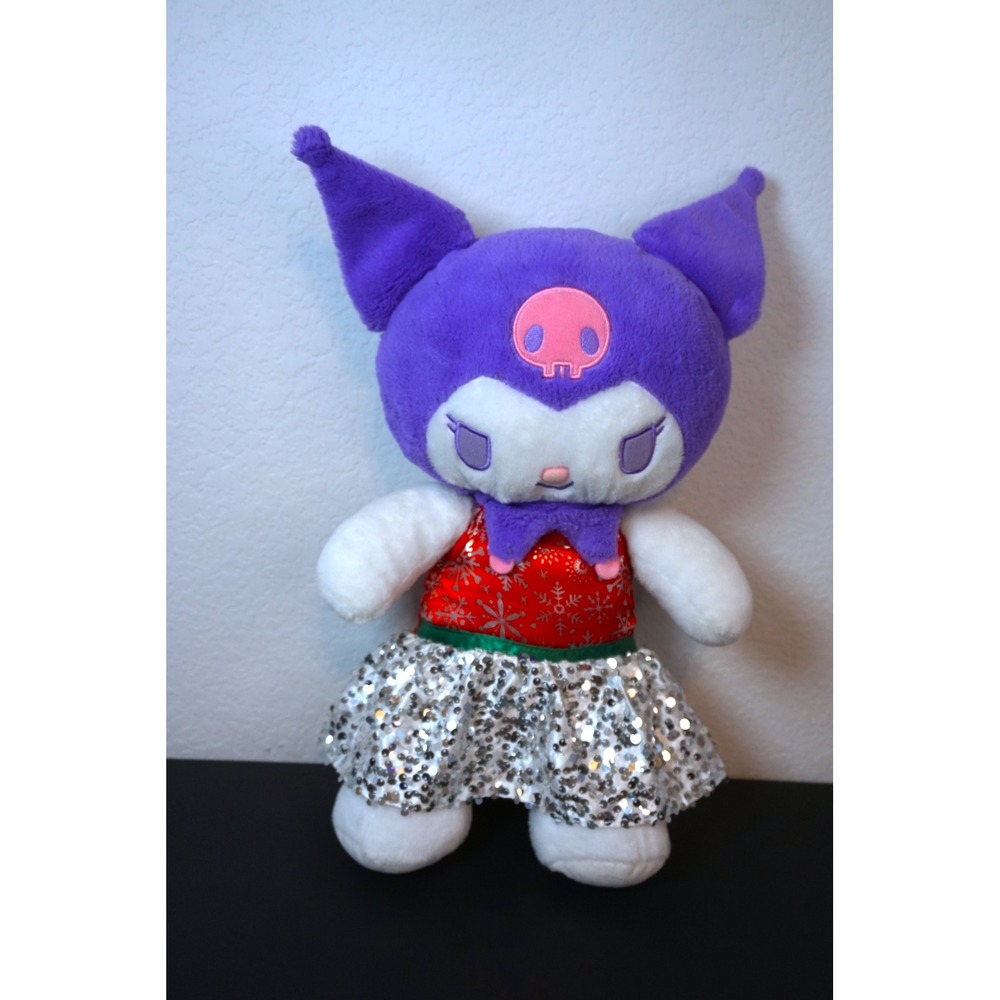 Build-A-Bear Sanrio Kuromi Plush Holiday Red Snowflake Top Silver Sequin Skirt